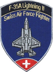 Bild von F-35A Lightning II Swiss Air Force Fighter Abzeichen Patch blau